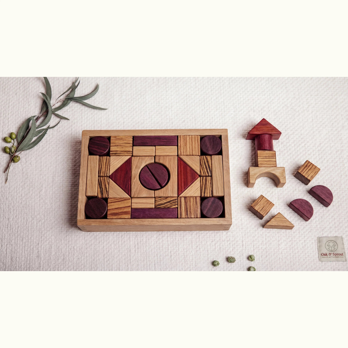 Exotic Hardwood Building Blocks - 60pc Oak Box Set