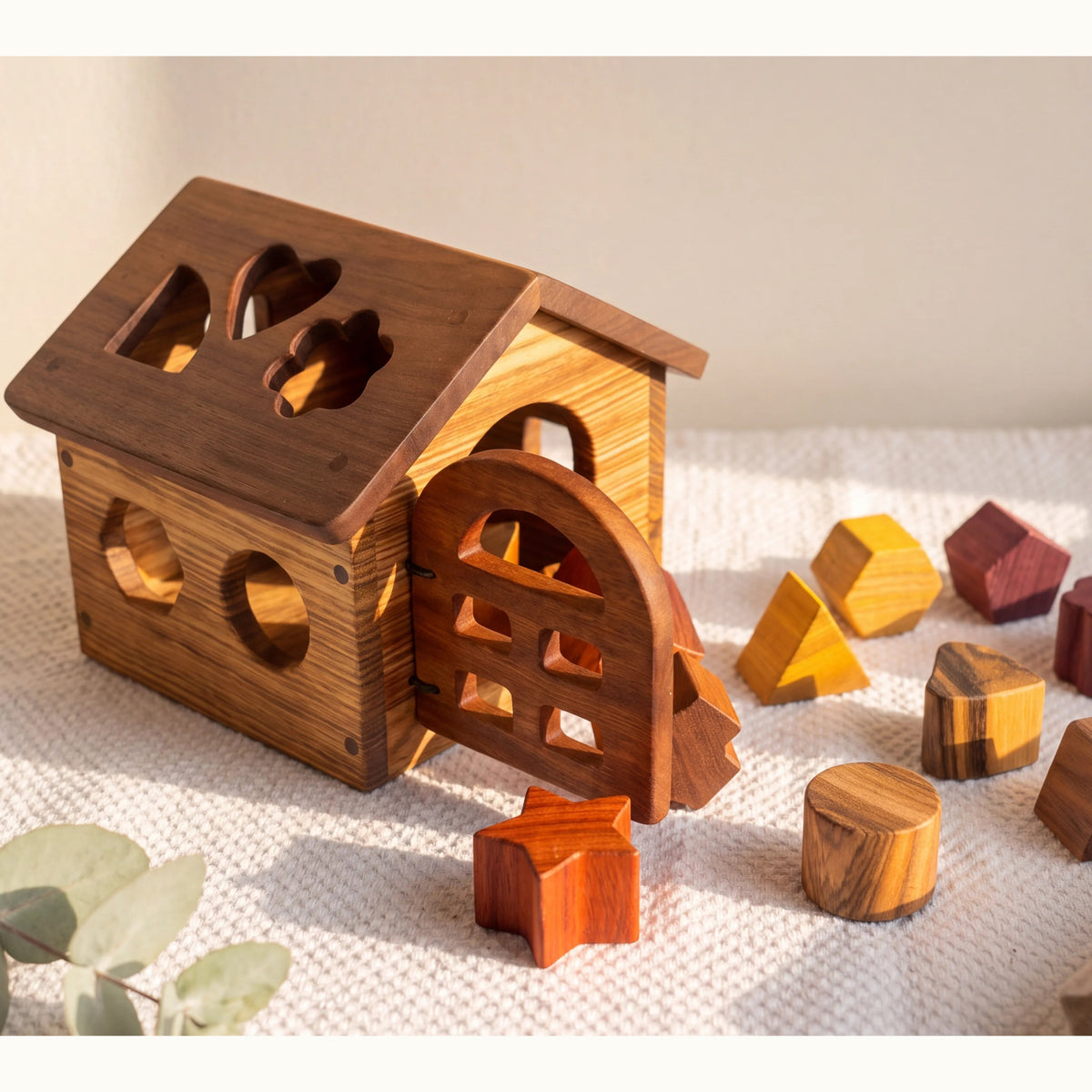Shape Sorting House — Zebrano & Walnut Gift Set